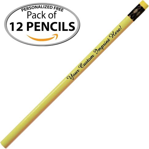 Express Pencils™ Personalized Pencils Round Neon Colors Custom Imprinted with your Name - Text - Logo - Message- 12 pkg - Customizable - Made in USA - Great Gift Idea (Neon Yellow) in Saudi Arabia