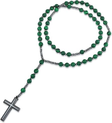 Necklace for Men Natural Stone Bead Necklace for Men Tiger Eye Healing Crystals Bead Cross Necklace Jewelry in Saudi Arabia