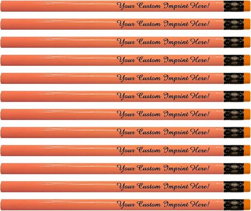Express Pencils™ Personalized Pencils Round Neon Colors Custom Imprinted with your Name - Text - Logo - Message- 12 pkg - Customizable - Made in USA - Great Gift Idea (Neon Yellow) in Saudi Arabia