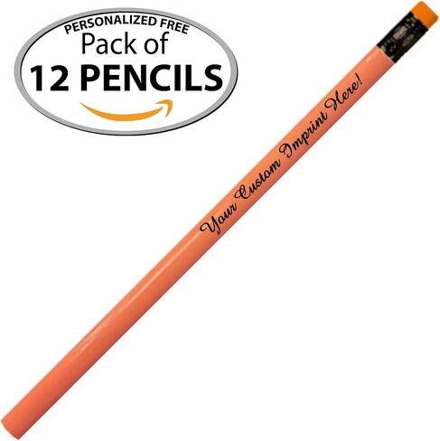 Express Pencils™ Personalized Pencils Round Neon Colors Custom Imprinted with your Name - Text - Logo - Message- 12 pkg - Customizable - Made in USA - Great Gift Idea (Neon Yellow) in Saudi Arabia