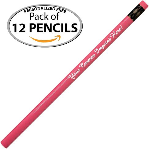 Express Pencils™ Personalized Pencils Round Neon Colors Custom Imprinted with your Name - Text - Logo - Message- 12 pkg - Customizable - Made in USA - Great Gift Idea (Neon Yellow) in Saudi Arabia