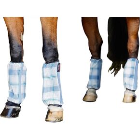 Schneiders Dura-Mesh Plaid Non-Fitted Horse Fly Boots | 1000D Heavy Poly/Vinyl | 65% UV Protection | Maximum Durability & Breathability for Hard Play | Set of 4 | Color Blue | Size Horse