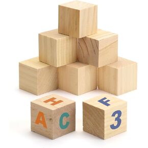 8PACK Wooden Blocks for Crafts, Unfinished Wood Cubes Blocks, 3 Inch Natural Wooden Blocks, Wood Square Blocks, Wooden Cubes for Arts and Crafts and DIY Projects