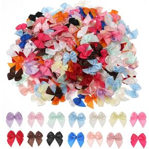 300 Pcs Mini Satin Ribbon Bows Mini Bows for Crafts Small Tiny Bows Multicolor DIY Craft Decoration for Sewing Presents Hair Accessories Mix Colors