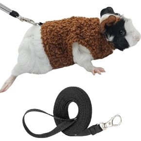 Small Animals Harness Warm Hamster Clothes Guinea Pig Harness and Leash Set Small Pets Outfits for Mouse Rats Hedgehog Squirrel and Small Breeds (Leopard Print)