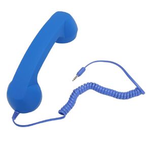 Cell Phone Handset, 3.5mm Plug Retro Wired Telephone Handset Receiver Mic Microphone Speaker, for Tablet Mobile Phones Cellphone Smartphone (Sky Blue)