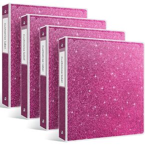 3 Ring Binder 1 Inch 4 Pack, Fashion Binder with 2 Pockets (Fit 8.5x11 Inches Letter Size Paper) for School Office and Home, Colour Mixture