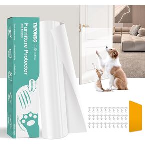 Cat Scratch Furniture Protector, 197" x 12" Thicken Single Side Adhesive Couch Cat Scratch Protector, Clear Heavy Duty Flexible Cats Claw Shield, Anti Scratch Furniture Protector