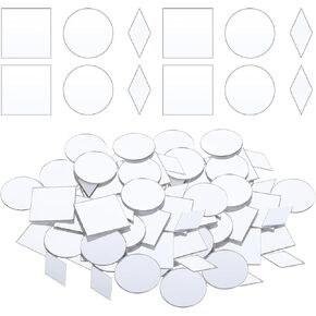 120 PCS 3 Shapes Mirrors for Crafts, 1 Inch Small Mirror Pieces for Crafts DIY Mirror Mosaic Tiles Squares Rounds Rhombus Mirror Film for DIY Projects Disco Ball Lamp Framing Decoration