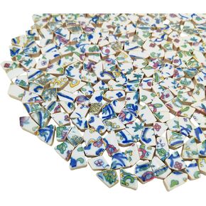 1.1 LB Porcelain and White Small Ceramic Mosaic Tiles,0.39“-0.78" Broken Irregular Mosaic Tiles for DIY Craft,Floor,Kitchen,Pool, Flower Pots Home and Outdoor Deco (Porcelain 03)