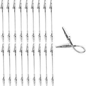 PATIKIL 20 Pcs Double Head Alligator Clip, Flexible Metal Long Hose Alligator Clip Memo Clips Strong Clip Picture Note Holders for DIY Note Photo Memo, Silver in Kuwait