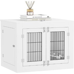 Pawhut Dog Crate Furniture W/ 360 ° Almantable Dogable Dogable ، أثاث بيت الكلب مع أبواب ، منصات القدم غير المنقولة ، الأثاث الكلب الطاولة الجانبية للكلاب المتوسطة ، 31.5 "× 24" × 25 "، أبيض