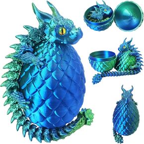 3D Printed Dragon Eggs with Dragon Inside, Large Articulated Dragon Toys with Eyes, Animal Fidget Toy Easter Surprise Eggs Home Decor Executive Desk Toy, Easter Gift for Kids (Red+Blue+Green) in Kuwait