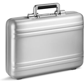 ZERO Halliburton Classic Aluminum 3.0 Small Briefcase, Top Carry Handle, Interior Organization Sleeve, Fits 14 Laptop/ A4 Files, Lock System, Iconic Double Rib Design, Hardside Attache, Silver