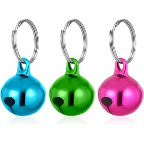 Round Dog Collar Bells for Small Dogs, 3 PCS Colorful Cat Bell Dog Bell Collar Charm Stainless Steel Small Anti-Lost Training Bells with Clasps Pet Pendant Accessories for Dogs Kitty Puppy