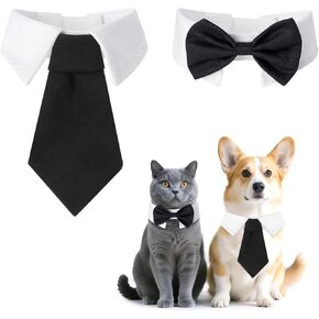 2 Pcs Cat Bow Tie Cute Tux Puppies Dog Bowtie Black Cat Bowtie Collar Pet Costume with Adjustable Necktie Collar for Cats Small Dog Grooming Accessories Birthday Wedding Outfit Wedding Birthday Gift