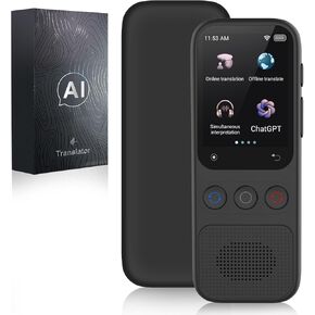 Language Translator Device, Real-Time Translator Device, Instant Translator with 138 Languages, AI/ChatGPT/Recording/Offline Translator Portable for Travel, Business, Study