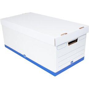 Office Depot® Brand Medium Quick Set Up Corrugated Storage Boxes, Letter Size, 24" x 12" x 10", 60% Recycled, White/Blue