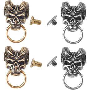 GORGECRAFT 4Pcs 2 Colors Brass Conchos Screw Back Skull Stud Back Rivets Leather Crafting Coin Concho Skull Head Punk Decorative Nail Buttons for DIY Denim Jeans Decoration Wallet Chain Connector
