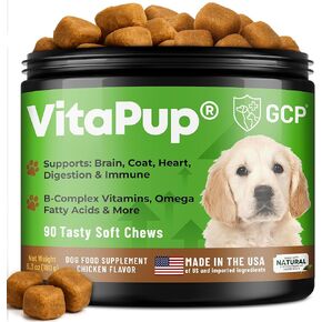 Guardian’s Choice VitaPup Puppy Vitamins Chews, Dog Vitamins for Growth, Digestion, Coat, Brain & Immune Support, Daily Multivitamin for Dogs with Omega 3, Biotin, & Calcium, 90 Tasty Soft Chews