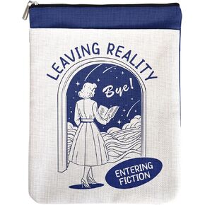 Leaving Reality Entering Fiction Science Fiction Book Cover Gifts for Science Fiction Fans Book Lovers Friends Women, Book Sleeve Gifts for Book Club Bookworm Women Birthday Graduation Reading Day