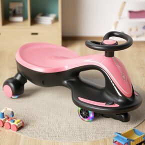 Glaf 6V Electric Wiggle Car with Pedal, Rechargable Battery, Ride On Toys Electric Kids Car 2 in 1 Swing Car with Anti-Rollover Flashing Wheels, Bluetooth, for Kids 3+ Years Old Boy/Girl(Black)