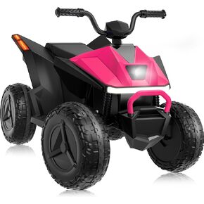 24V Kids ATV, 2 Seater Ride-On ATV for Kids Age 4-8 with 4 Spring Suspensions Power Wheel Electric Vehicle Car with Music, Led Lights, Bluetooth (Pink)