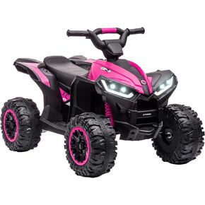 Aosom 12V Kids ATV Quad Car with Forward & Backward Function, Four Wheeler for Kids with Wear-Resistant Wheels, Music, Electric Ride-on ATV for Toddlers Ages 3+ Years Old, Red