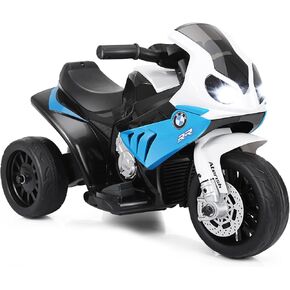 HONEY JOY Kids Motorcycle, Licensed BMW 6V Battery Powered Ride On Motorcycle w/LED Headlights, Music, Pedal, Spring Suspension, 3 Wheels Electric Motorcycle for Kids, Gift for Boys Girls(Blue)