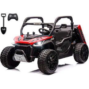 2 Seater 24V 10Ah Kids UTV Ride On Dump Truck with EVA Tires Ride on Toys for Big Kids with Remote Control 4WD Ride on Car Side by Side Truck with Electric Dump Bed, Music, Shovel, Camo Black