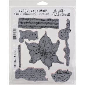 Stampers Anonymous Tim Holtz Cling Stamps 7X8.5-The Poinsettia