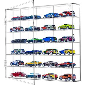 Display Case for 1/24 Scale Diecast Cars - Acrylic Showcase & Storage Organizer - No Assembly Required for Matchbox, Collectible Toy Cars & Model Vehicles (1, 1/24 Scale)