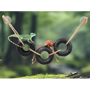 Hermit Crab Climbing Toys, Reptile Tire Swing Toy, Reptile Tank Aquarium Decoration Accessories for Lizard Chameleon Hermit Crab Leopard Gecko Frog