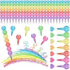 24 Pcs Round Stacking Crayons for Kids Set of 24, Each Has 7 Colors Rainbow Stacking Crayons Rainbow Party Favor Funny DIY Painting Pencils for School Office Birthday Party Gift Teacher Supply