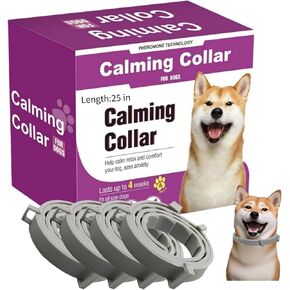 Calming Collar for Dogs 4 Packs,Dog Collar for Stress & Anxiety Relief Lasts 60 Days,Adjustable Dog Pheromone Calming Collar, Fit Small, Medium, and Large Dogs (25'' Length)