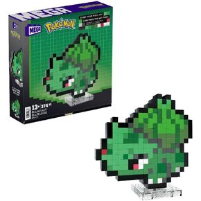 Mega Pokémon Bisasam look - 15 سم قابلة للبناء مع أحجار فن البكسل - تشمل قاعدة مثبتة على الحائط لعشاق البالغين وجامعي HTH75