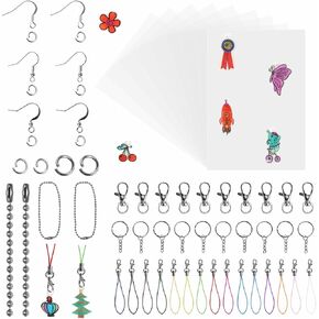 مجموعة سلسلة مفاتيح من البلاستيك المنكمش بالحرارة من بافيل، 206 قطعة من مجموعات الأوراق المنكمشة للانكماش، بما في ذلك 20 قطعة من أوراق الورق المنكمشة، وإكسسوارات سلاسل المفاتيح، ثقب للحرف اليدوية وحلي سلاسل المفاتيح in Kuwait