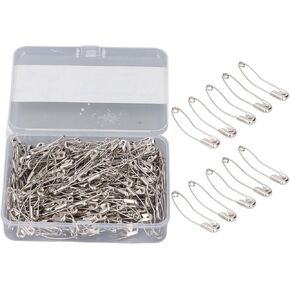 Metal Quilting Pins, Plastic Storage Box High Strength Curved Security Pins for Crafts Jewelry Making (200PCS)