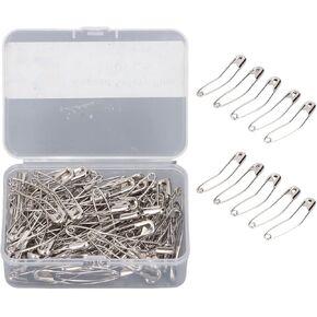 Metal Quilting Pins, Plastic Storage Box High Strength Curved Security Pins for Crafts Jewelry Making (100PCS)