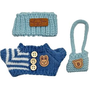 Clothes for Doll(NO Doll) - Handcrafted Crochet 3-Piece Set for 17cm Doll, Clothes for Doll,Premium Doll Outfit with Accessories, Stylish Doll Clothes for Doll (Style A)