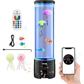 VEVOR Sensory Bubble Tube Lamp, 4 ft Bubble Fish Tube, Sensory Aquarium Lamp with 10 Floating Fish & 16 Color Effects, Remote Control, Stress Relief Calming Light for Bedroom Living Room Home Decor