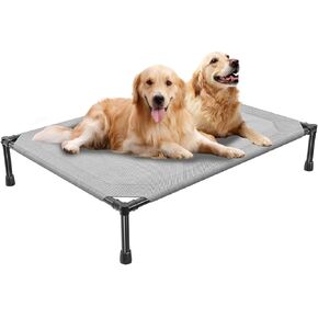 Simple Trending Raised Bed for Extra Large Dog, Waterproof XL Pet Cot, Breathable Big Bed Load 500lb, Metal Connector, Grey