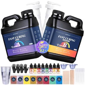 KISREL Fast Cure Epoxy Resin, 82oz Quick Cure Resin - 4 Hour Mold Demold, Crystal Clear and Bubble Free, Fast Drying Clear Resins for Jewelry Making, Painting, Coatings, Tumblers, Craft, Art, Molds