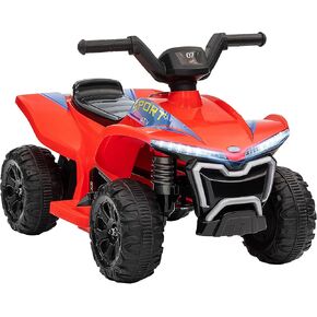 Qaba Kids ATV Quad, 6V Electric Four Wheeler with 1.6MPH Max Speed, Rechargeable Battery, Battery Powered Ride on Toy with Lights, Forward & Reverse for Toddlers, Black