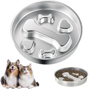 Stainless Steel Slow Feeder Dog Bowls – Non-Slip Metal Dog Bowl for Large & Medium Breeds, Puppy Puzzle Feeder – 2 Cup Capacity for Small to Big Pets – Durable Slow Feed Dog & Cat Food Dish