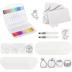 MULTIM Magic Foam Texture Painting Kit for Kids - 56 Pcs DIY 3D Art Set with 30 Foam Sheets, 24 Acrylic Paint Markers, 2 Soft-Bristled Watercolor Pens, Create Magical Puffy Designs, Magic Puffy Paint