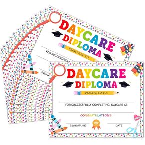 Daycare Graduation Certificates, 25 Pcs Certificate of Daycare, Preschool Diploma Certificate for Kids, Prek Kindergarten Graduation Certificates, Prek Diploma Certificate of Achievement, 37