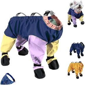 Anti-Dirt Pet Paw Protectors, Dog Suspender Boots, Dog Snow Boots with Reflective Function, Dog Rain Boots Suitable for Outdoor Walking(Multi-Colored,Small)