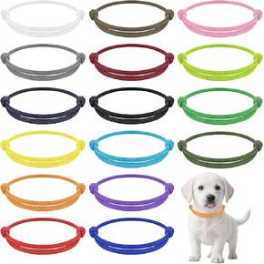 32pcs Puppy Collars for Litter,Stretchy 2.16inch-3.54inch Kitten Collars Whelping for Newborn Pet,Identification Pet Collar-16 Colors