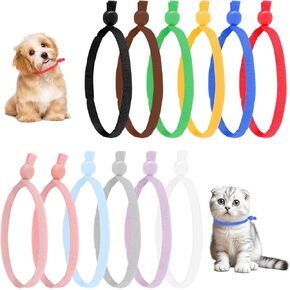 60-Pack Elastic Puppy Collars for Litter, Adjustable Puppy Litter Collars Colored Identification Soft Bands 4 Inch ID Cords Whelping Cords for Newborn Pets Kittens